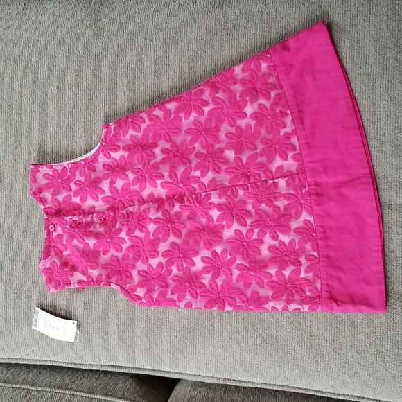 Lined Pink Floral Dress, Button Back - Picture 6 of 8